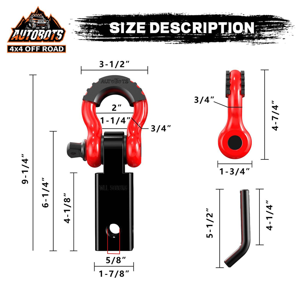 AUTOBOTS 3/4 inch D-ring shackle with isolator for stable recovery.