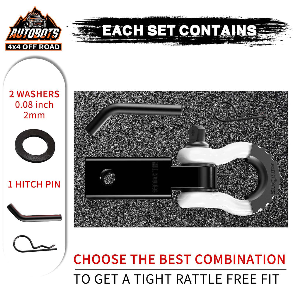 AUTOBOTS five-eighths screw pin and three-fourths D-ring shackle enable secure connections.