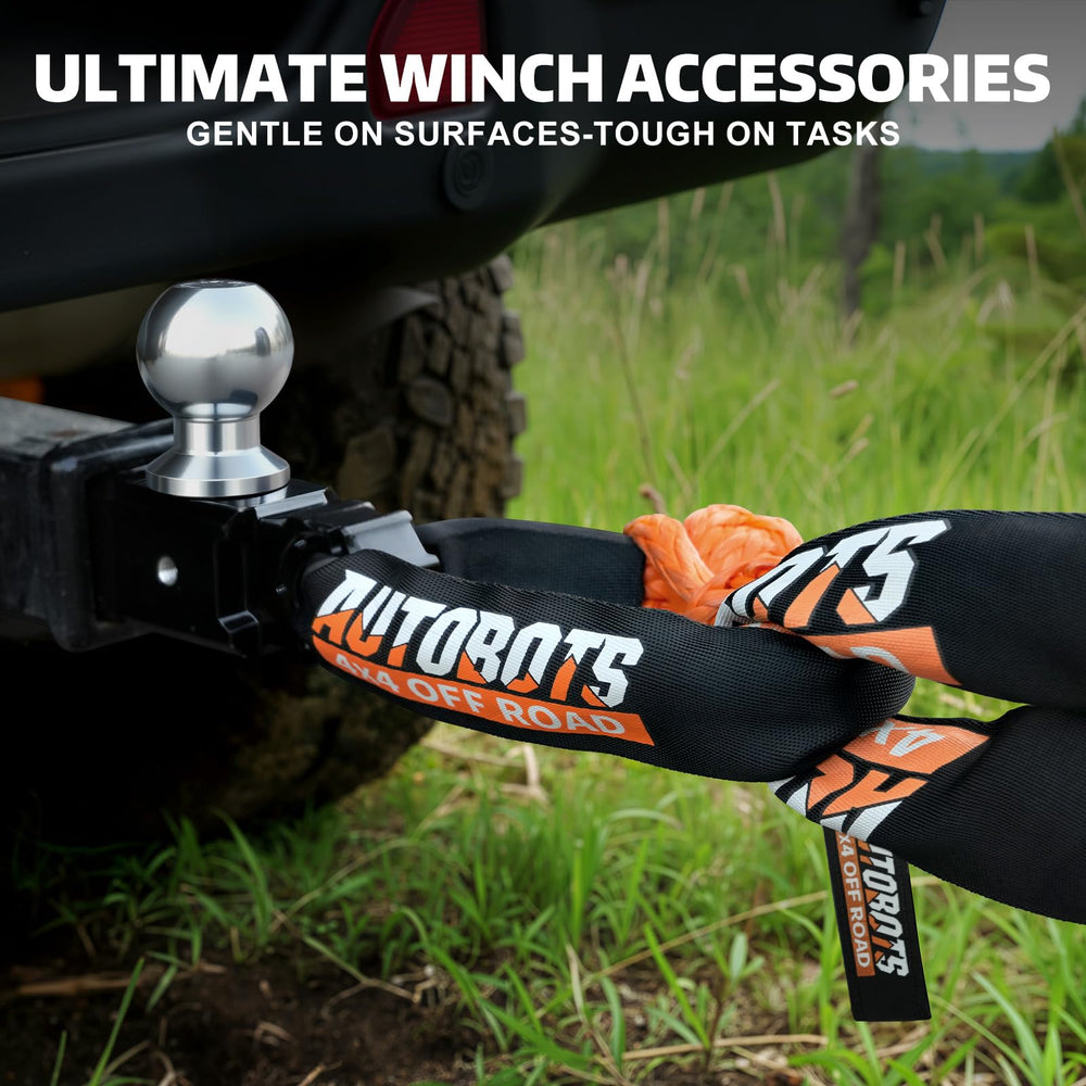 AUTOBOTS soft shackle in use on rugged trail for safe recoveries