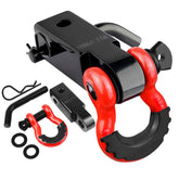 AUTOBOTS 2-inch tow hitch receiver in rugged red-black finish for heavy-duty towing.