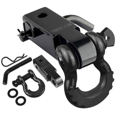 AUTOBOTS tow hitch receiver 2-inch closeup showing rugged carbon steel and scratch-preventive isolators