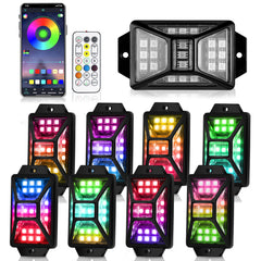 Auto Buero 8-Pod RGB rock lights glow to the beat with music mode