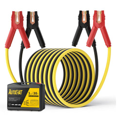 AutoChat heavy-duty jumper cables extended to 30 feet for versatile roadside boosts.
