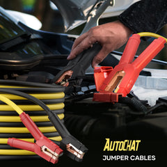 AutoChat jumper cables in use during a roadside jump start.