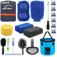 AUTODECO 22Pcs kit bucket in use for easy on-the-go car washing