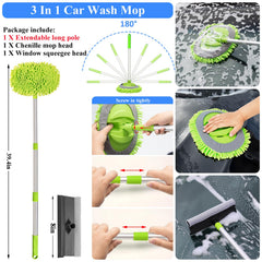 AUTODECO 42Pcs long-handle mop enables easy reach and 180° swiveling cleaning