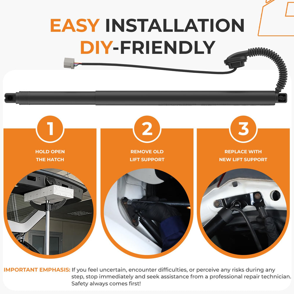Autoexact damped liftgate system highlights hydraulic components and smooth operation.