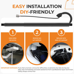 Autoexact damped liftgate system highlights hydraulic components and smooth operation.
