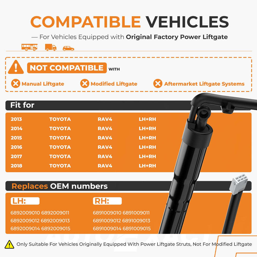 Autoexact power liftgate struts right-side installed for reliable trunk operation.
