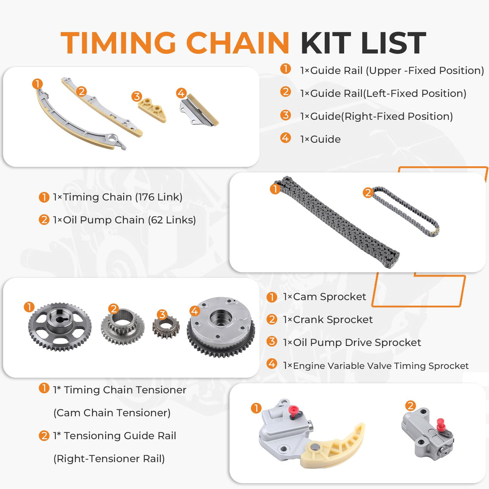 Autoexact timing chain kit tensioner delivers secure tensioning for quiet operation.