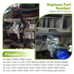 AUTOKAY engine fitment list shows broad compatibility with Nikki, Intek, and Toro engines