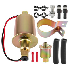 AUTOKAY 6V inline fuel pump kit installed on a Buick engine for easy fuel delivery