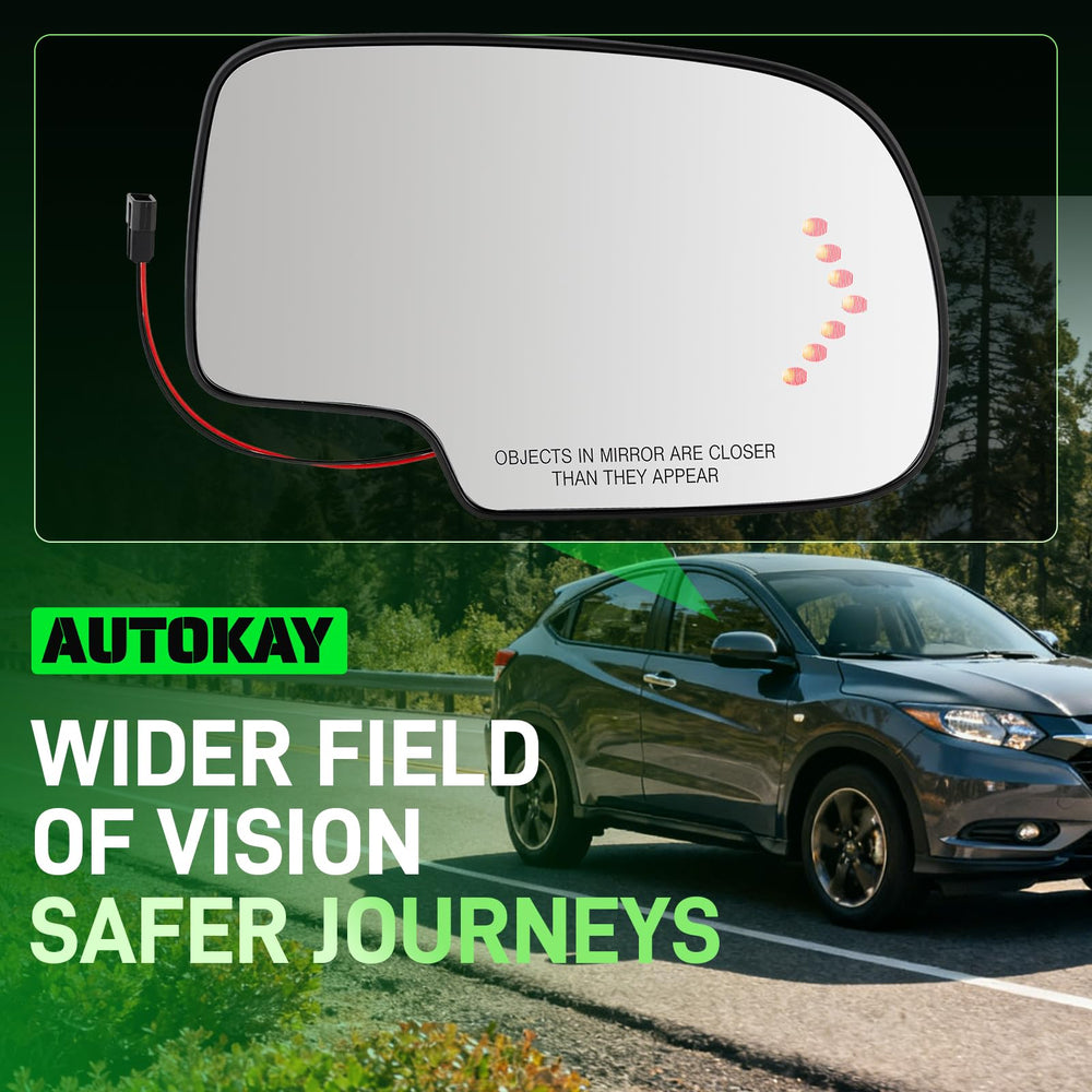 AUTOKAY weather-ready mirror maintains clear view in rain, frost, and snow.