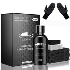 Autokcan graphene coating bottle showing premium paint protection on a car