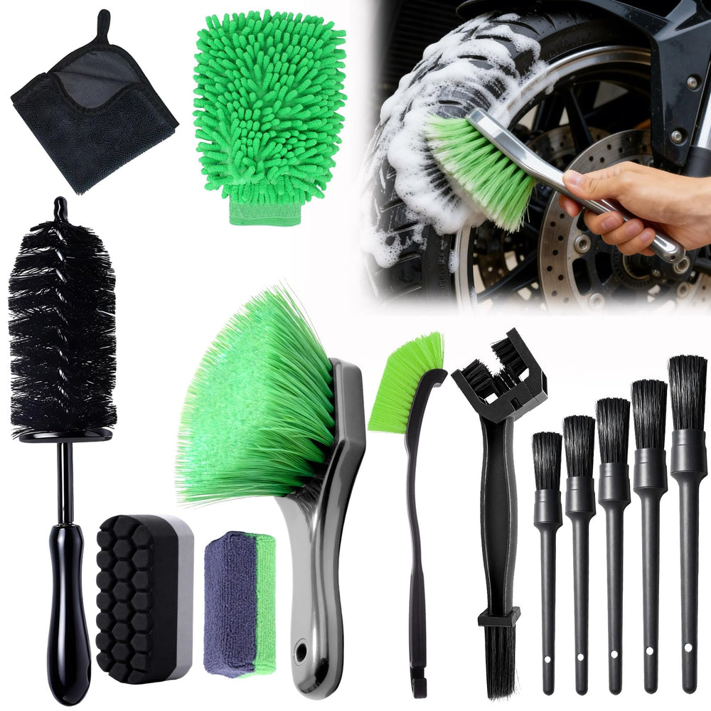 Autokcan tire large brush for fast motorcycle tire cleaning.