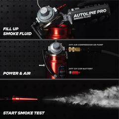 AutoLine Pro smoke fluid included for OEM-approved testing across vehicle types.