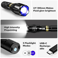 AutoLine Pro UV Kit for exhaust leak detection with clear UV visualization