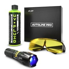 AutoLine Pro UV Kit fluid glow shows bright leak detection in EVAP tests