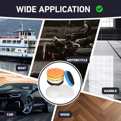 Autolock white-black finishing pad provides final polish and wax-ready shine.