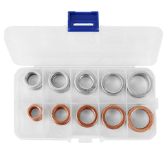 AUTOMAJOR washers by size laid out for quick selection across brands during oil changes.