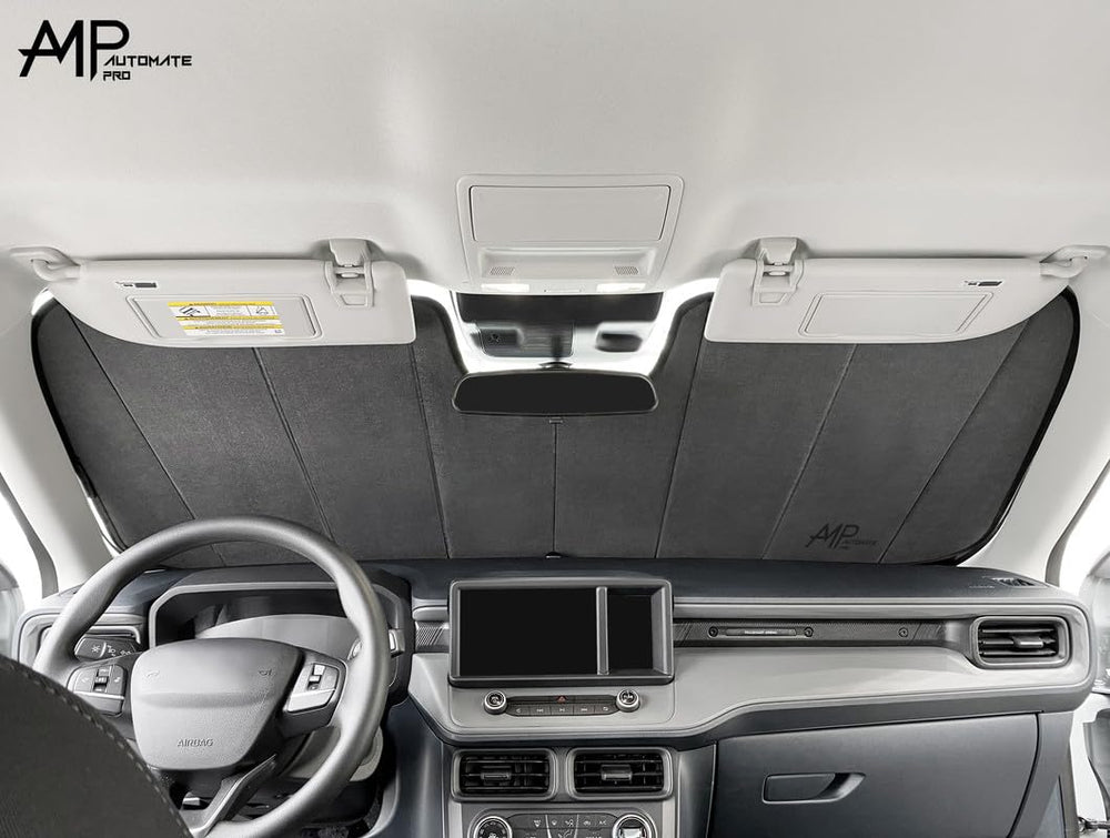 AutoMate Pro sunshade graphite felt side keeps the windshield defrosted in cold weeks.