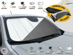 AutoMate Pro sunshade in the included storage bag for on-the-go UV protection.