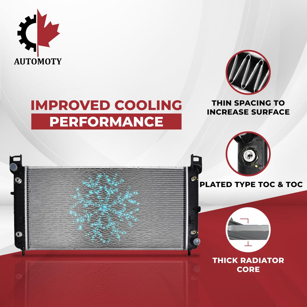 Automoty 2370 fins detail displays high-density multi-louvered fins for improved heat transfer.