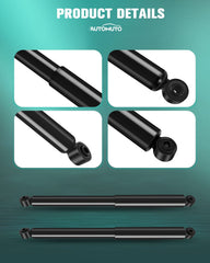 AUTOMUTO rear shock piston rod close-up shows durable, wear-resistant construction.