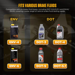 AUTOOL AS501 DOT fluids compatibility screen indicates supported brake fluid types