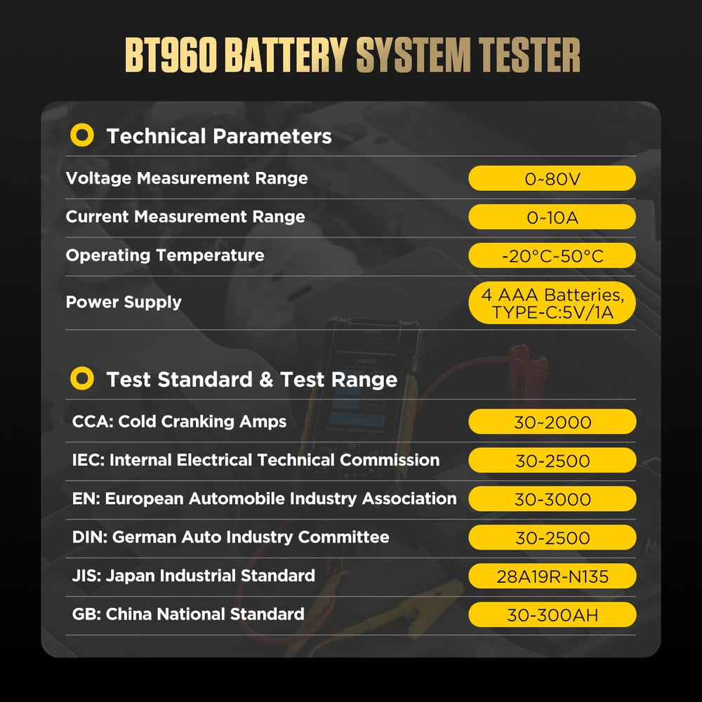 AUTOOL BT960 powered by four dry batteries for field use