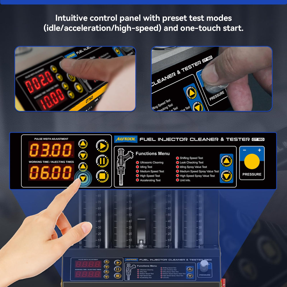 Autool four-tubes setup enables concurrent testing of four injectors.