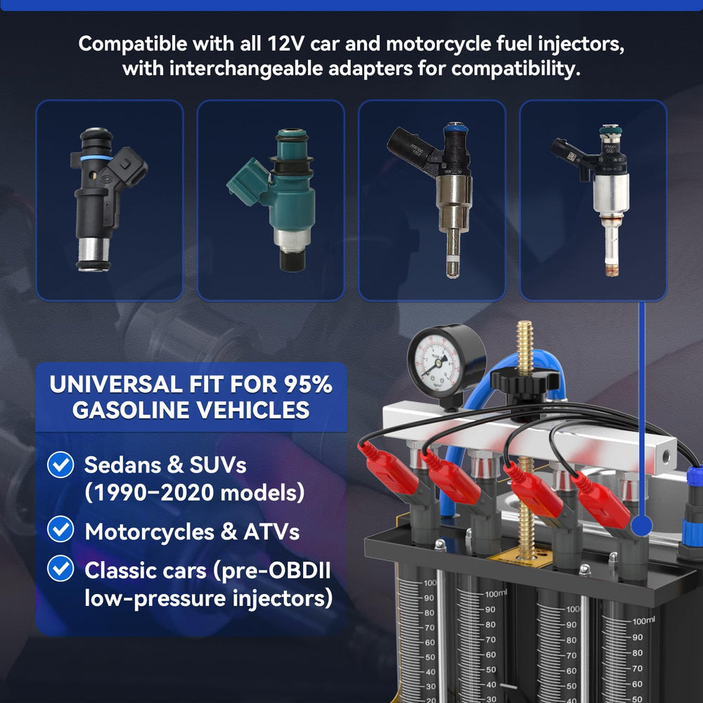 Autool leak test visual demonstrating diagnostic capability for injector seals.