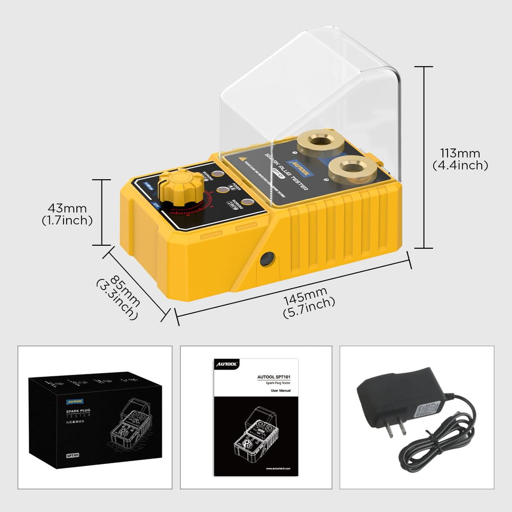 AUTOOL protective cover on spark plug tester enhances operator safety