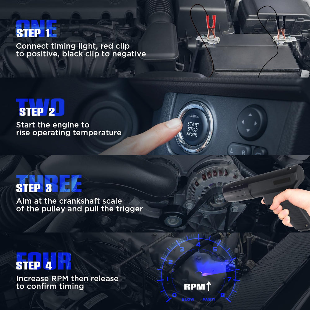 AUTOOL timing light reverse polarity protection ensures safe battery connections during use.
