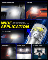 AutoOne 1156 LED bulb pack 2 for full vehicle replacement.