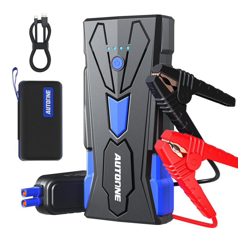 AUTOONE 6000A compact jump starter shown in a compact form for quick roadside boosts.
