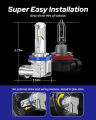 Autoone 6000K cool white output enhances visibility in fog and rain.