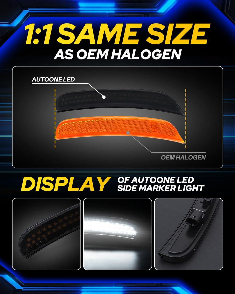 AUTOONE rear marker lights illuminated in sequence for clear signaling