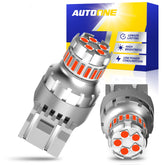 AUTOONE 7440/7443 LED strobe front view shows vivid red signal.