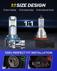 Autoone H11 LED bulb compact design demonstrates easy plug-and-play installation