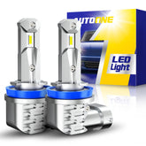 AUTOONE H11 LED bulbs front view showing direct replacement fit for confident roadside lighting.