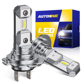 AUTOONE H7 LED bulb front view delivers bright 6500K cool white illumination for clearer night visibility.