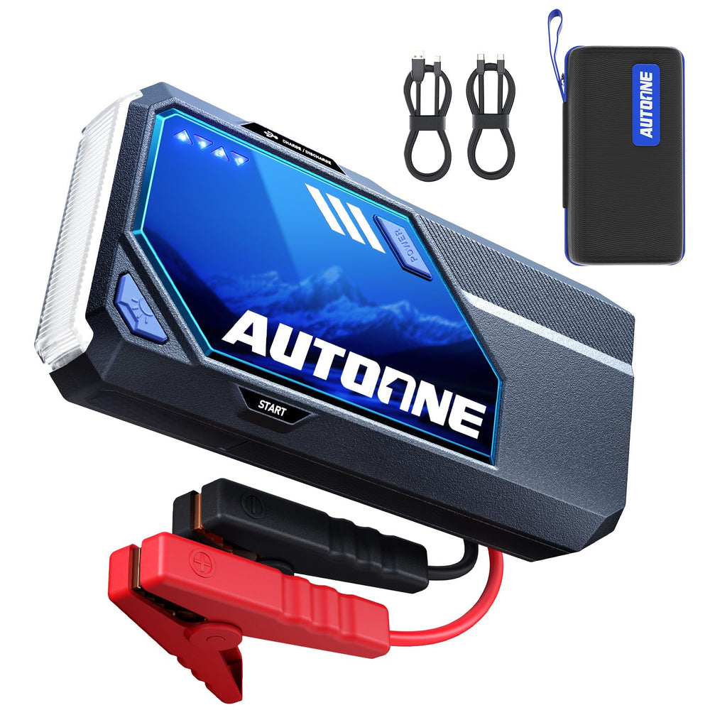 AUTOONE M5 front view, compact jump starter ready for emergencies.