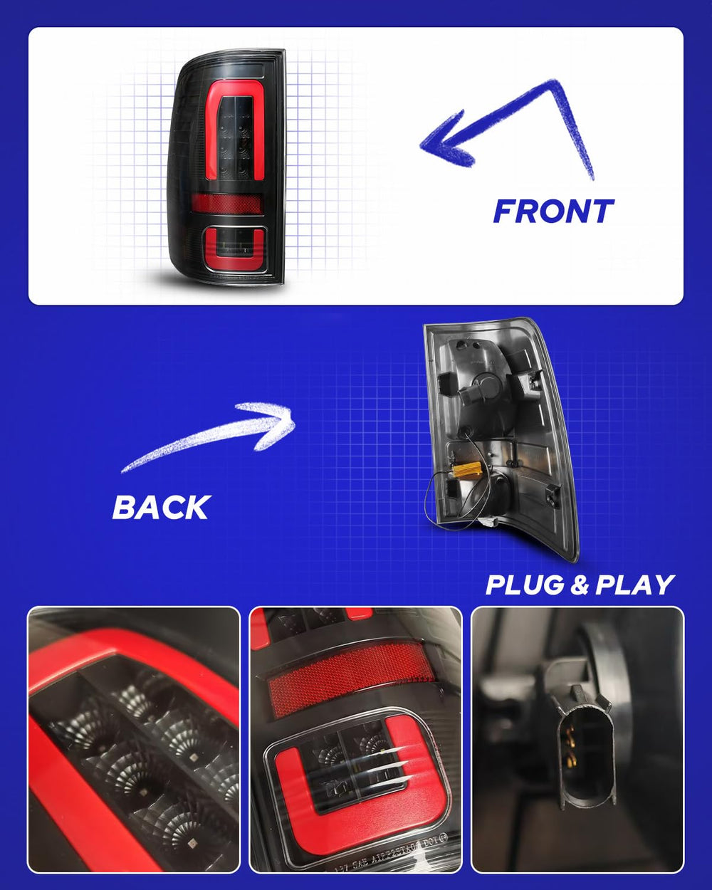 AUTOONE OE-fit Ram tail light replacement with no drilling necessary