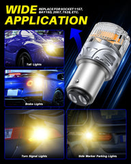 AUTOONE two-pack amber bulbs ready for 1157A/2057/2357/BAY15D sockets.