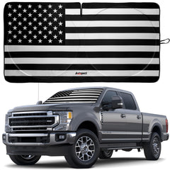 Autopect windshield sun shade with American flag design provides stylish sun protection.