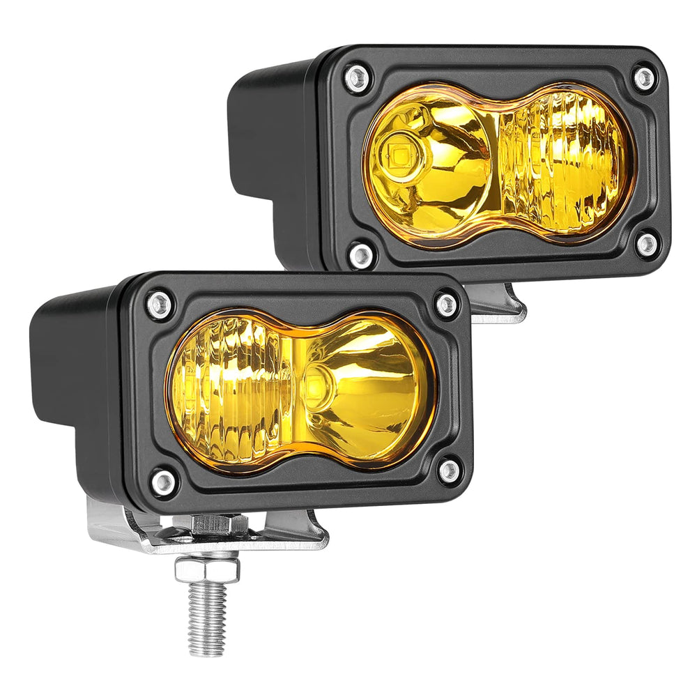 Auto Power Plus amber LED pods beam combo for long-range visibility in fog and rain.