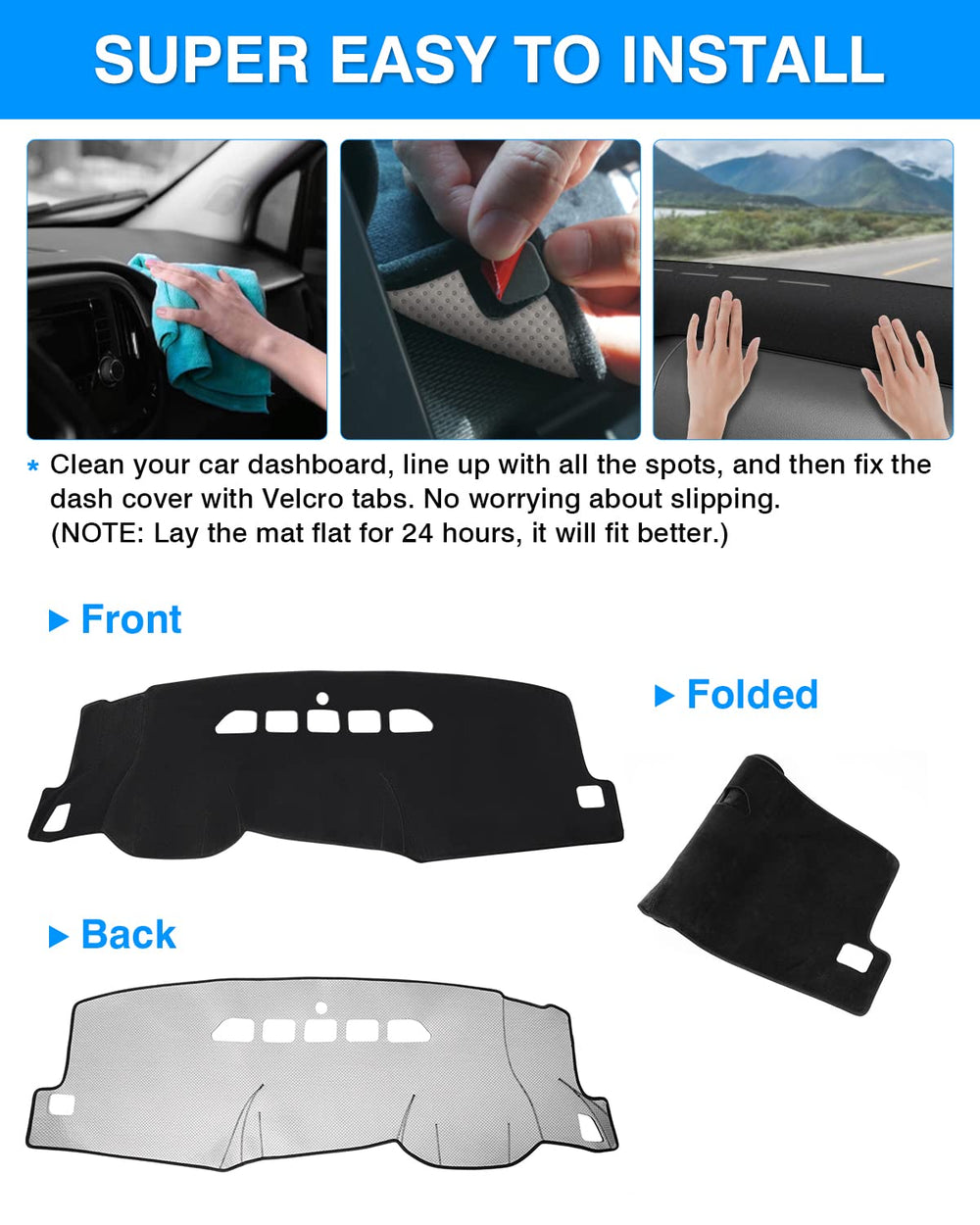 Autorder dash cover anti-glare for clearer daytime driving.