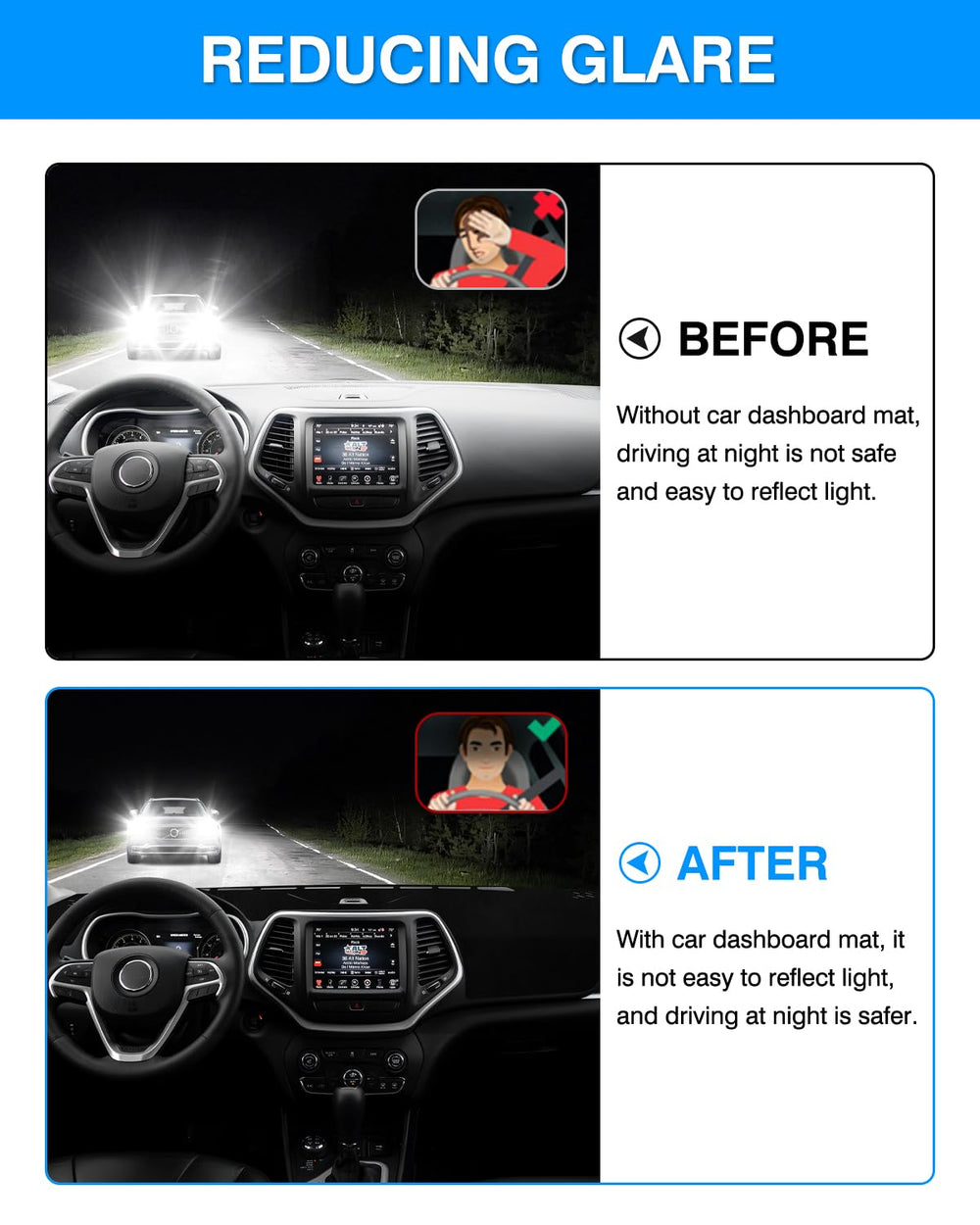 Autorder dash cover UV protection shields dashboard from sun.