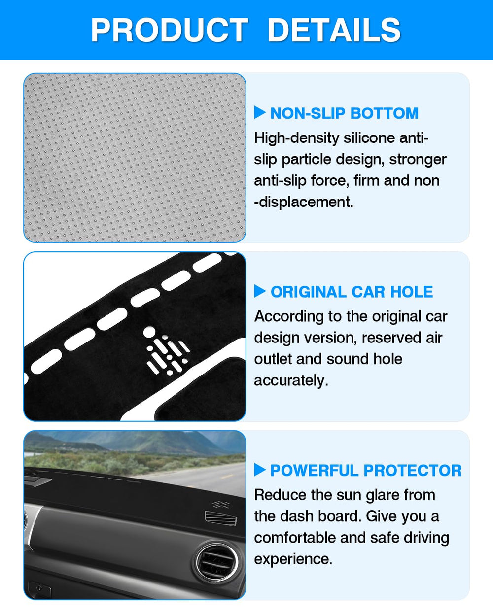 Autorder dashboard glare reduction benefits for safer daytime driving.